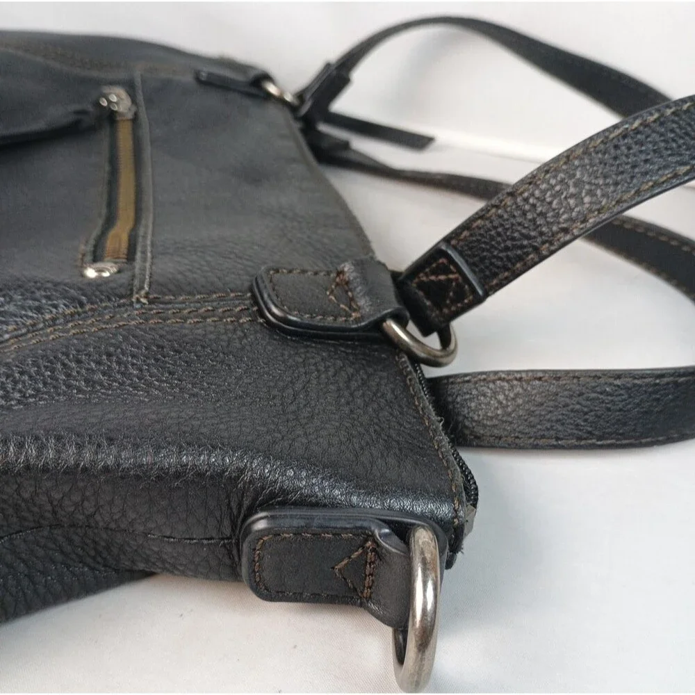 The Sak Black Pebbled Leather Purse Double Handle Tote Shoulder‎ Bag SOFT